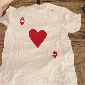 Gildan White Tee with Red Ace of Hearts Design